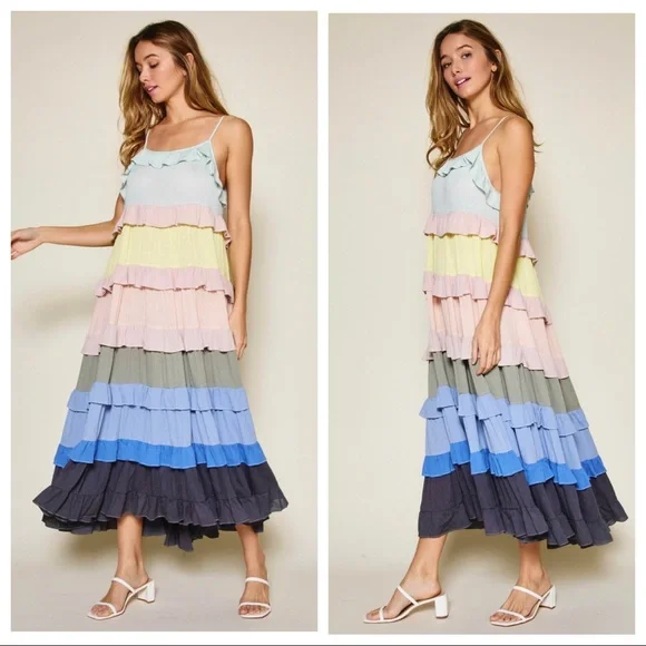 The Most Fabulous Sleeveless Multi Color Boho Maxi Dress! - Picture 2 of 4